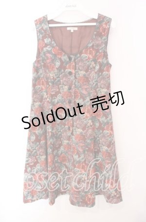 画像: L'EST ROSE / 花柄起毛ジャンパースカート  ワイン O-25-10-23-045-LO-OP-IG-OS