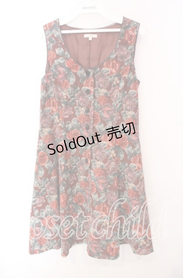 画像1: L'EST ROSE / 花柄起毛ジャンパースカート  ワイン O-25-10-23-045-LO-OP-IG-OS (1)