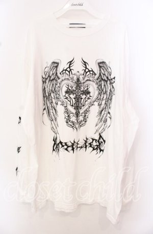 画像: Amilige / ハートクロス羽プリントロングTシャツ  シロ O-25-10-23-056-PU-TO-OW-OS
