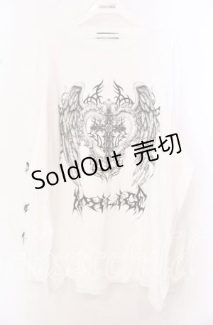画像: Amilige / ハートクロス羽プリントロングTシャツ  シロ O-25-10-23-056-PU-TO-OW-ZS