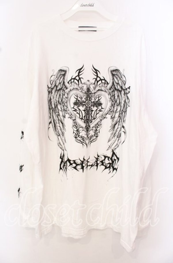 画像1: Amilige / ハートクロス羽プリントロングTシャツ  シロ O-25-10-23-056-PU-TO-OW-OS (1)