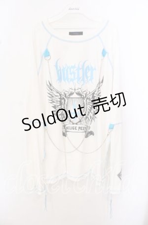 画像: Amilige / hustlerチェーン付きロンT  ホワイト×サックス O-25-10-23-057-PU-TO-OW-ZS