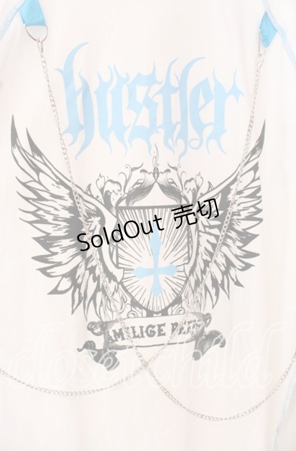 画像2: Amilige / hustlerチェーン付きロンT  ホワイト×サックス O-25-10-23-057-PU-TO-OW-ZS (2)