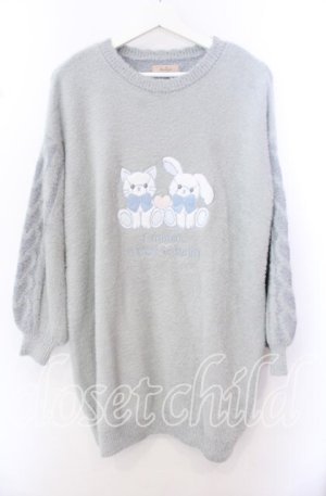 画像: Amavel / Fantasic Animalsアップリケニットワンピース F ブルー O-25-10-23-058-CA-TO-OW-ZT275