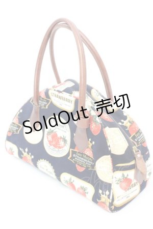 画像: 【SALE】Jane Marple / ストロベリーラベルのボストンバッグ  ネイビーｘブラウン O-25-10-23-1004-JM-BG-YM-ZT-K026
