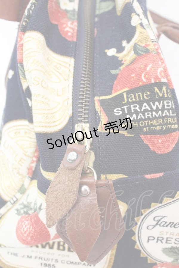 画像2: 【SALE】Jane Marple / ストロベリーラベルのボストンバッグ  ネイビーｘブラウン O-25-10-23-1004-JM-BG-YM-ZT-K026 (2)