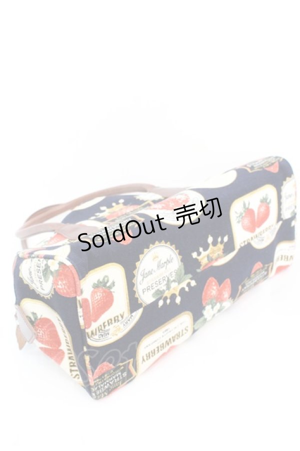 画像4: 【SALE】Jane Marple / ストロベリーラベルのボストンバッグ  ネイビーｘブラウン O-25-10-23-1004-JM-BG-YM-ZT-K026 (4)