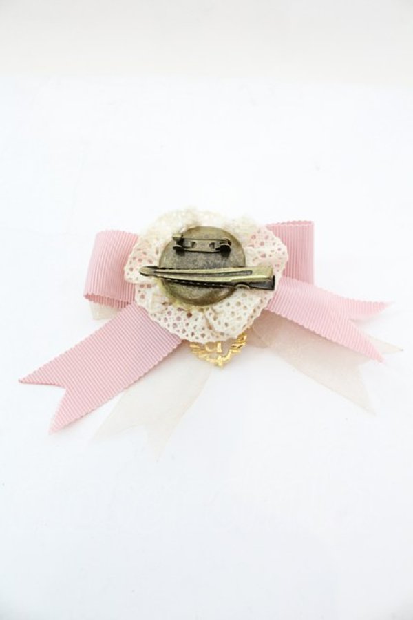 画像2: BABY,THE STARS SHINE BRIGHT / リボンヘアクリップ＆ブローチ  ピンク O-25-10-23-1052-BA-AC-OW-ZT1025F (2)