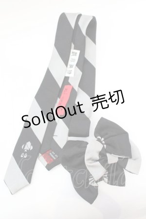 画像: ネバアランド / リボニッシュネクタイ  グレー×クロ O-25-10-23-1019-LO-ZA-IG-ZT150-F002