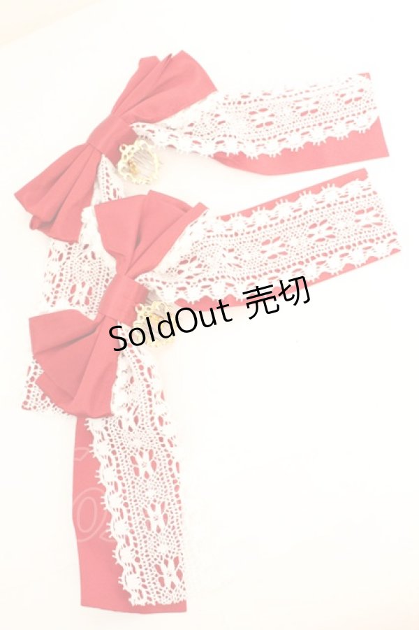 画像1: 【SALE】BABY,THE STARS SHINE BRIGHT / 裾スカラップタータンチェックジャンパースカートセットのリボンコーム  えんじ＊シロ O-25-10-23-1040-BA-AC-IG-ZT012-F001 (1)