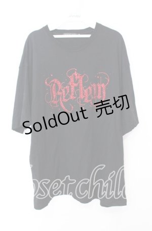 画像: 【SALE】REFLEM / ラインストーンロゴ半袖Tシャツ XXL ブラック O-25-10-23-060-PU-TO-OW-ZT408