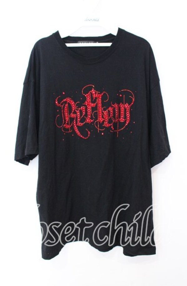 画像1: REFLEM / ラインストーンロゴ半袖Tシャツ XXL ブラック O-25-10-23-060-PU-TO-OW-OS (1)