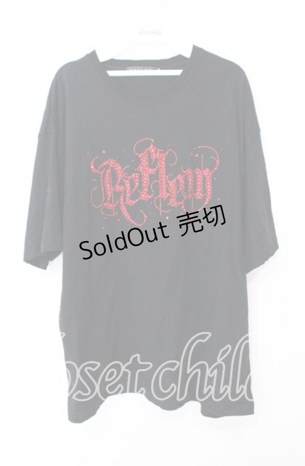 画像1: 【SALE】REFLEM / ラインストーンロゴ半袖Tシャツ XXL ブラック O-25-10-23-060-PU-TO-OW-ZT408 (1)