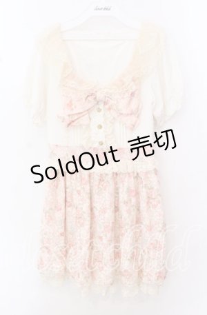 画像: LIZ LISA / 花柄レース切り替えワンピース  シロ×ピンク O-25-10-23-063-LO-OP-OW-OS