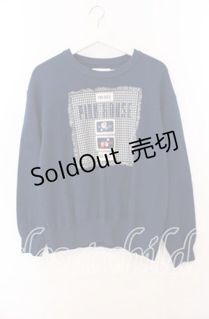 画像: PINK HOUSE / アンティークギンガムゼッケン付きトレーナー  ネイビー O-25-10-23-068-LO-TO-OW-ZT1025E