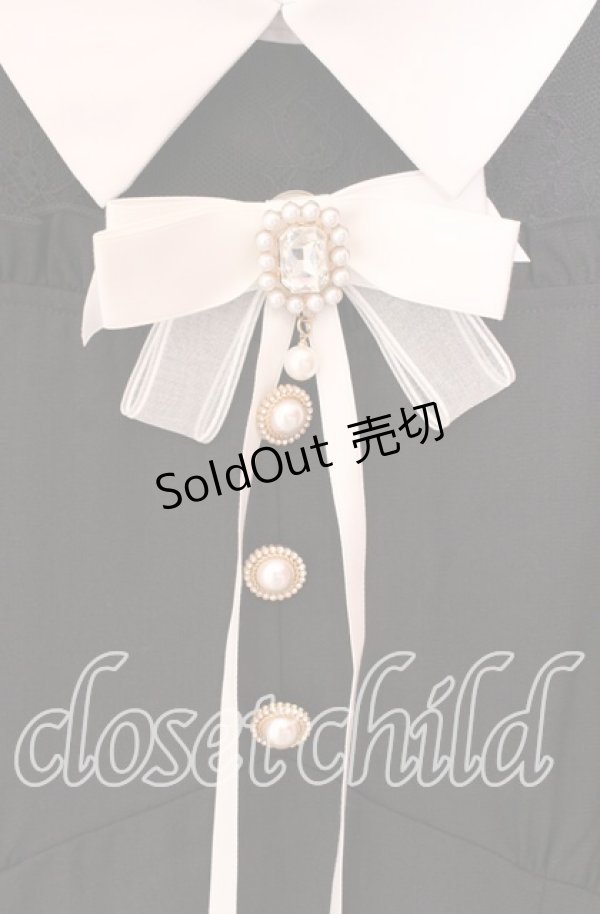 画像2: Rojita / レース切替ビジュブローチワンピース  クロ×シロ O-25-10-23-078-LO-OP-IG-OS (2)