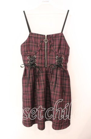 画像: NOEMIE / レースアップコルセット風キャミワンピース  ダークピンク O-25-10-23-086-LO-OP-IG-ZT111