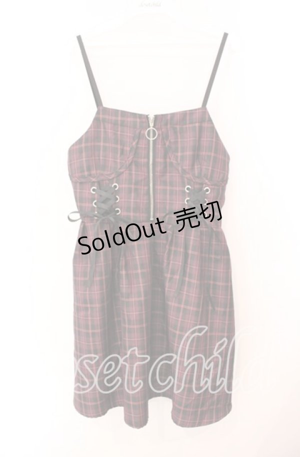 画像1: 【SALE】NOEMIE / レースアップコルセット風キャミワンピース  ダークピンク O-25-10-23-086-LO-OP-IG-ZT111 (1)