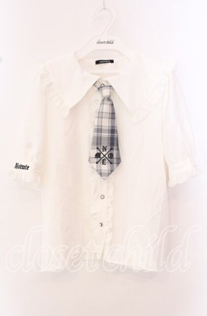 画像: NOEMIE / チェックネクタイ付きセーラーカラーブラウス  シロ O-25-10-23-087-LO-BL-IG-OS