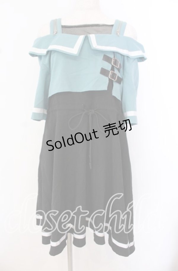 画像1: IRO+IRO / クール&ガーリーに*ギミッックジップオフショルワンピース  クロ×グリーン O-25-10-23-092-LO-OP-IG-OS (1)