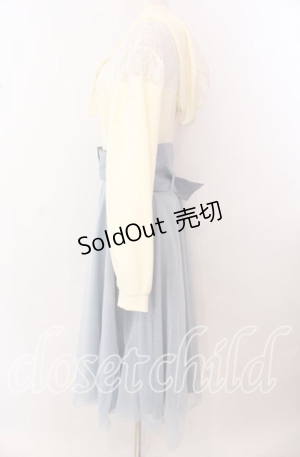 画像3: Favorite / オフショルパーカーと3層チュールスカートがふんわり舞う春風ワンピース M アイボリー×サックス O-25-10-23-093-LO-OP-IG-OS (3)