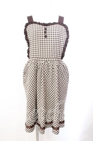 画像: F i.n.t / ギンガムチェックエプロンジャンスカ F ブラウン O-25-10-23-018-CA-OP-OW-ZT1029P