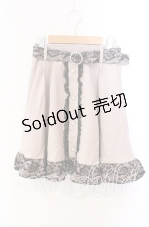 画像: NOEMIE / ベルト付レーススカート  ピンク×クロ O-25-10-23-020-LO-SK-IG-ZT044