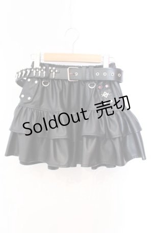 画像: REFLEM / 弾丸ベルト付きフリルスカート F ブラック O-25-10-23-022-PU-SK-OW-OS