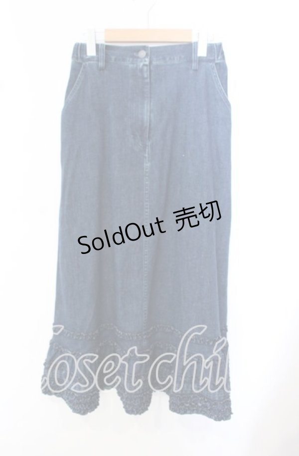 画像1: 【SALE】PINK HOUSE / フリル使いストレッチデニムスカート M インディゴ O-25-10-23-024-LO-SK-OW-ZT43 (1)