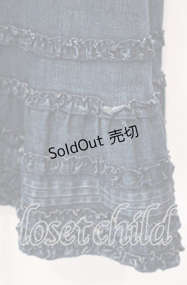 画像2: 【SALE】PINK HOUSE / フリル使いストレッチデニムスカート M インディゴ O-25-10-23-024-LO-SK-OW-ZT43 (2)