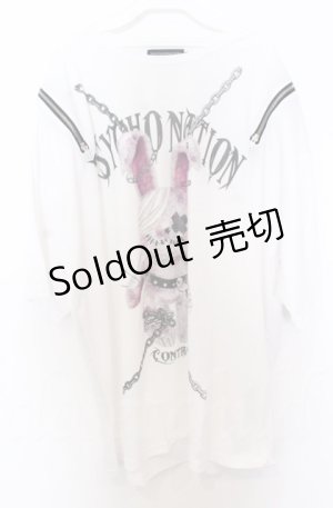 画像: PSYCHO NATION / ショルダーZIPラビットBIG Ｔシャツ 44 ホワイト O-25-10-24-037-LO-TS-YM-ZS