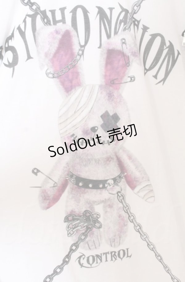 画像2: PSYCHO NATION / ショルダーZIPラビットBIG Ｔシャツ 44 ホワイト O-25-10-24-037-LO-TS-YM-ZS (2)