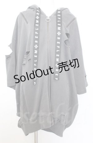 画像: REFLEM / チェーン付きブロークンうさ耳半袖ジップアップパーカー  グレー O-25-10-24-045-PU-TO-YM-OS