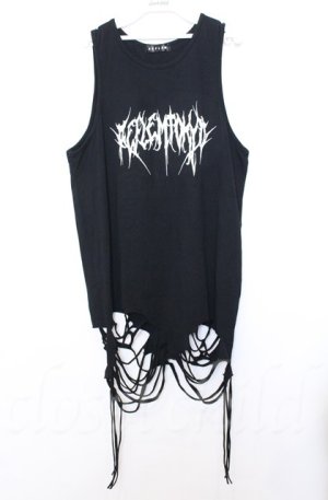 画像: REFLEM / クラッシュ加工ロングノースリーブトップス　タンクトップ F ブラック O-25-10-24-051-PU-TO-YM-OS