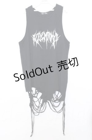 画像: REFLEM / クラッシュ加工ロングノースリーブトップス　タンクトップ F ブラック O-25-10-24-051-PU-TO-YM-ZS