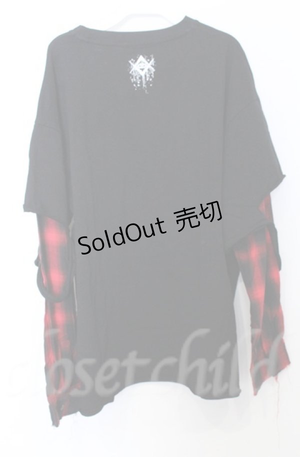 画像4: REFLEM / フェイクレイヤードチェックロンT F ブラックｘレッド O-25-10-24-056-PU-TO-YM-ZS (4)