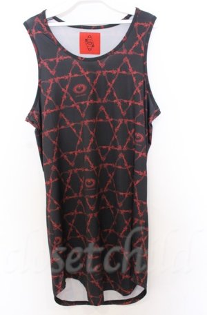 画像: ALTER VENOMV / 六芒星総柄ロングタンクトップ  ブラックｘレッド O-25-10-24-058-LO-TO-YM-OS