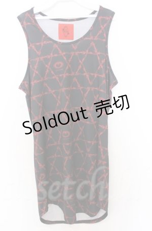 画像: ALTER VENOMV / 六芒星総柄ロングタンクトップ  ブラックｘレッド O-25-10-24-058-LO-TO-YM-ZS