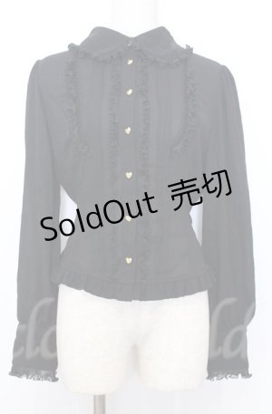 画像: Innocent World / プリーツフリル刺繍ブラウス M クロ O-25-10-24-013-IW-BL-YM-OS