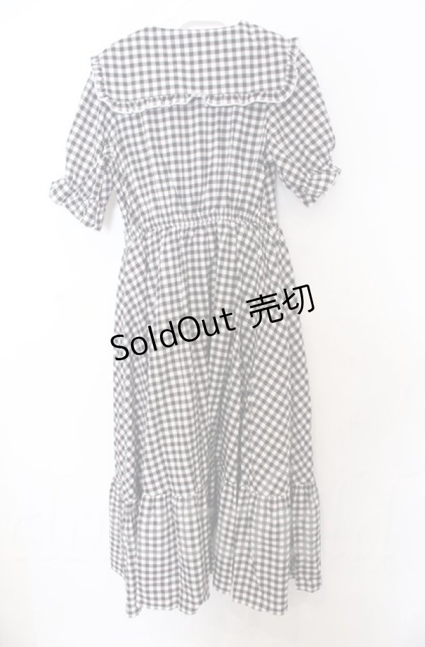 画像2: 【SALE】m petit by misako / TT*Mギンガムチェック半袖ワンピース S クロ O-25-10-24-021-LO-OP-YM-ZT36 (2)