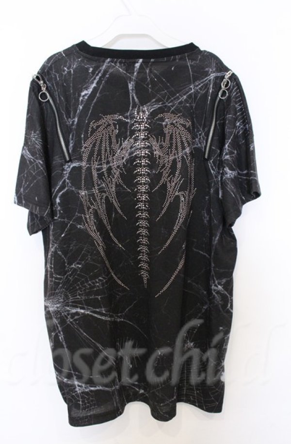 画像3: BACKSTAGE PASS / X-RAY(X-レイ) ラインストーンビッグシルエットシャツ F ブラック O-25-10-24-030-PU-TS-YM-ZS (3)