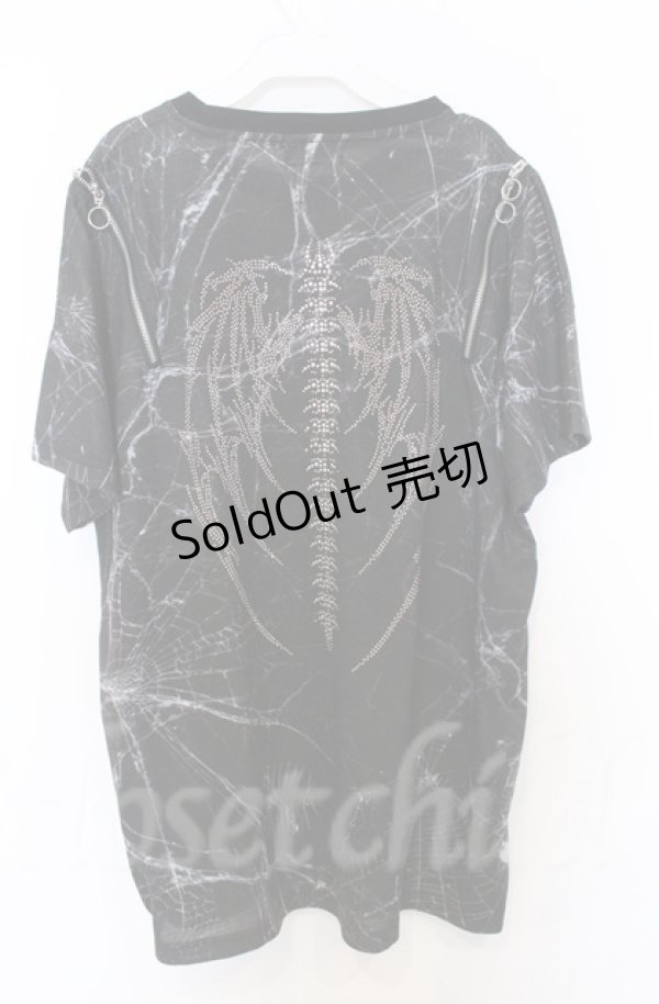 画像3: BACKSTAGE PASS / X-RAY(X-レイ) ラインストーンビッグシルエットシャツ F ブラック O-25-10-24-030-PU-TS-YM-ZS (3)