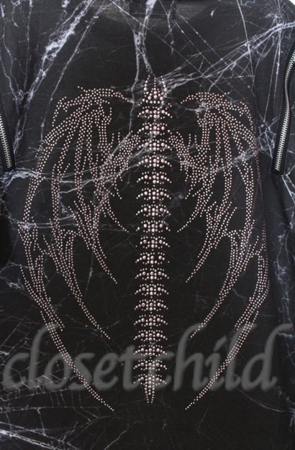 画像4: BACKSTAGE PASS / X-RAY(X-レイ) ラインストーンビッグシルエットシャツ F ブラック O-25-10-24-030-PU-TS-YM-ZS (4)