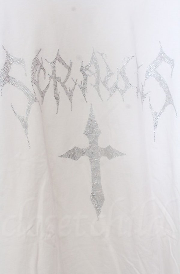 画像2: NOVESSEL / ラインストーン半袖Tシャツ  ホワイトｘブラック O-25-10-24-032-LO-TS-YM-OS (2)