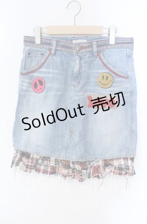 画像: Candy Stripper / ボアワッペンデニムスカート  ライトインディゴ O-25-10-25-024-PU-SK-IG-ZT362