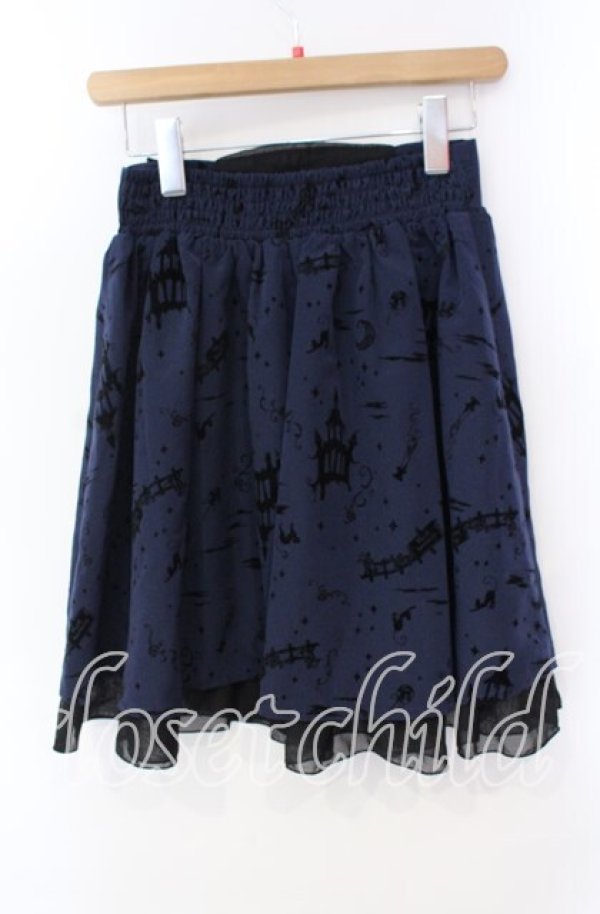 画像3: axes femme / フロッキープリントスカート  ネイビー O-25-10-25-028-AX-SK-IG-OS (3)