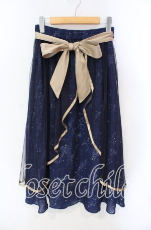 画像: axes femme / 星座柄チュールフリルスカート  ネイビー O-25-10-25-029-AX-SK-IG-OS