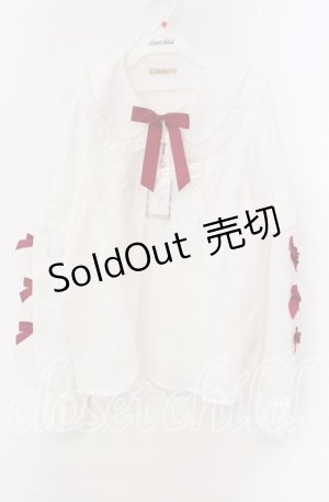 画像: Amavel / Ribbon Ribbon パールカラーブラウス F シロ×アカ O-25-10-25-050-CA-BL-OW-OS