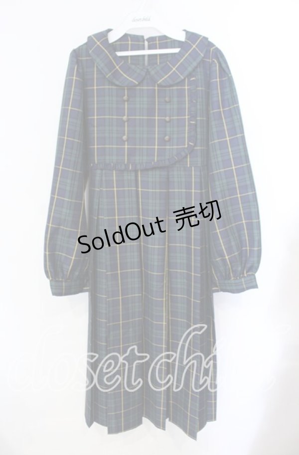 画像1: FLC / MINA*タータンチェックワンピース M グリーン O-25-10-25-055-LO-OP-IG-OS (1)