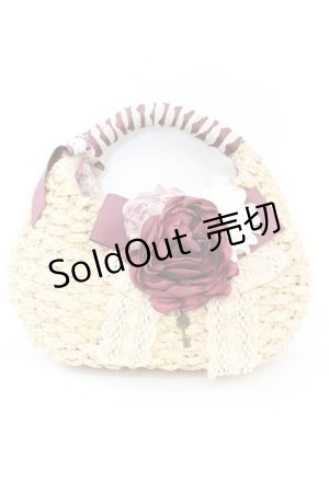 画像: axes femme / コサージュ付雑材バッグ  ナチュラル O-25-10-25-1044-AX-BG-IG-ZT387